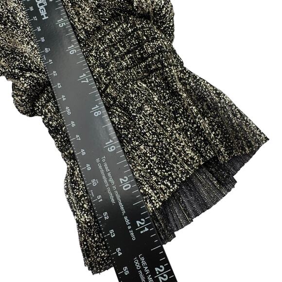 VINCE‎ CAMUTO NWT Women's 2X Gold Black Shiny Flouncy Balloon Sleeve Blouse Top - Picture 11 of 11